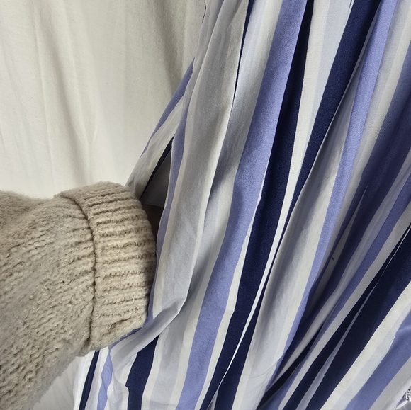 J.Crew Shirting Striped Tiered Multi Blue and White Cotton Maxi Dress Sz 4 Tall - Picture 9 of 12